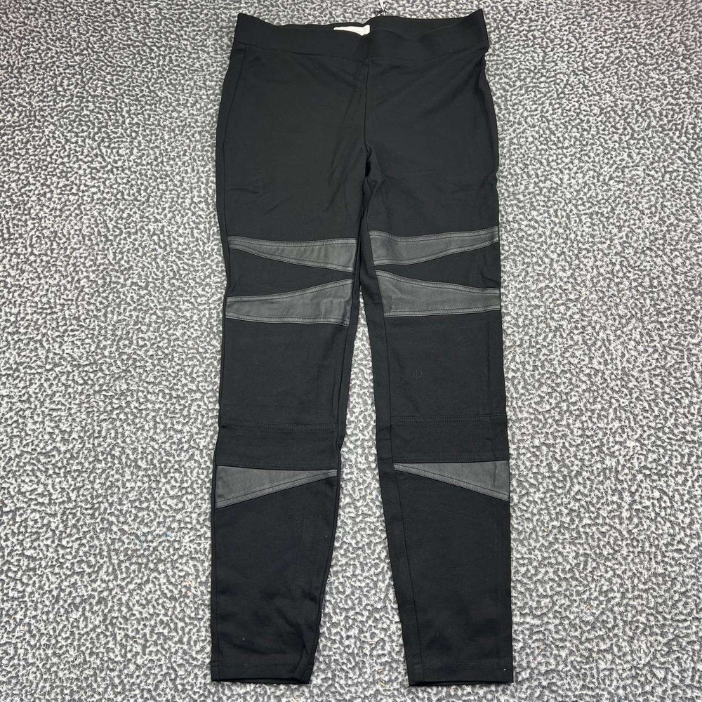 Two by Vince Camuto Moto Leggings Women Medium Black Leather Inset Stretch